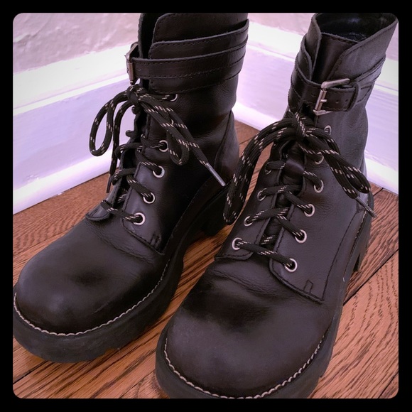 Nine West Black Combat Boots - Picture 1 of 6